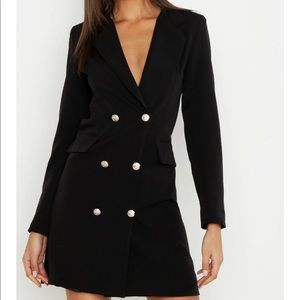 Black Buttoned Blazer Dress